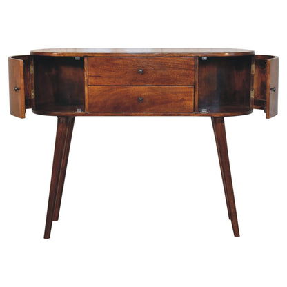 Console 2 tiroirs et caissons latéraux en manguier massif – Châtaigne – vue 8
