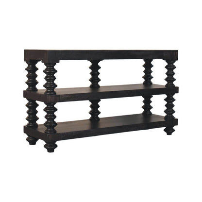 Console 3 étagères à montants bobine en manguier massif – Anthracite – vue 2