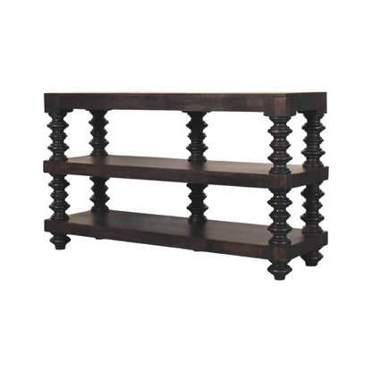 Console 3 étagères à montants bobine en manguier massif – Anthracite – vue 3