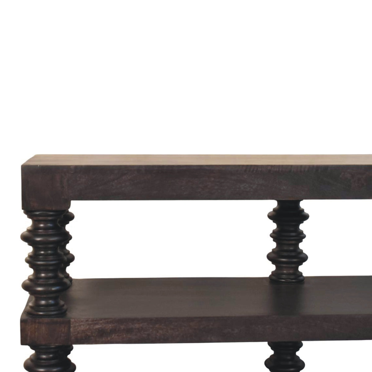 Console 3 étagères à montants bobine en manguier massif – Anthracite – vue 4