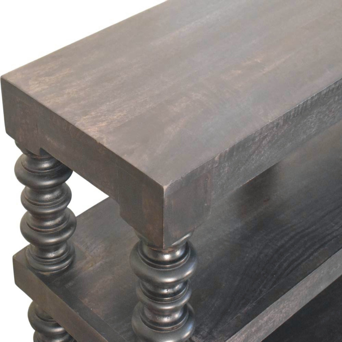 Console 3 étagères à montants bobine en manguier massif – Anthracite – vue 5