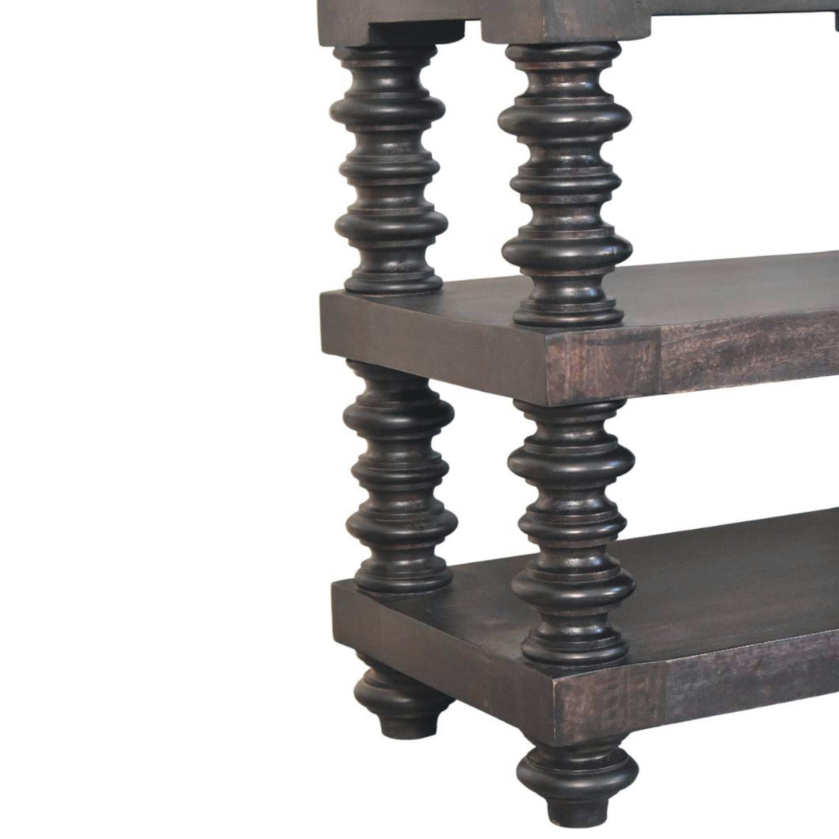 Console 3 étagères à montants bobine en manguier massif – Anthracite – vue 6