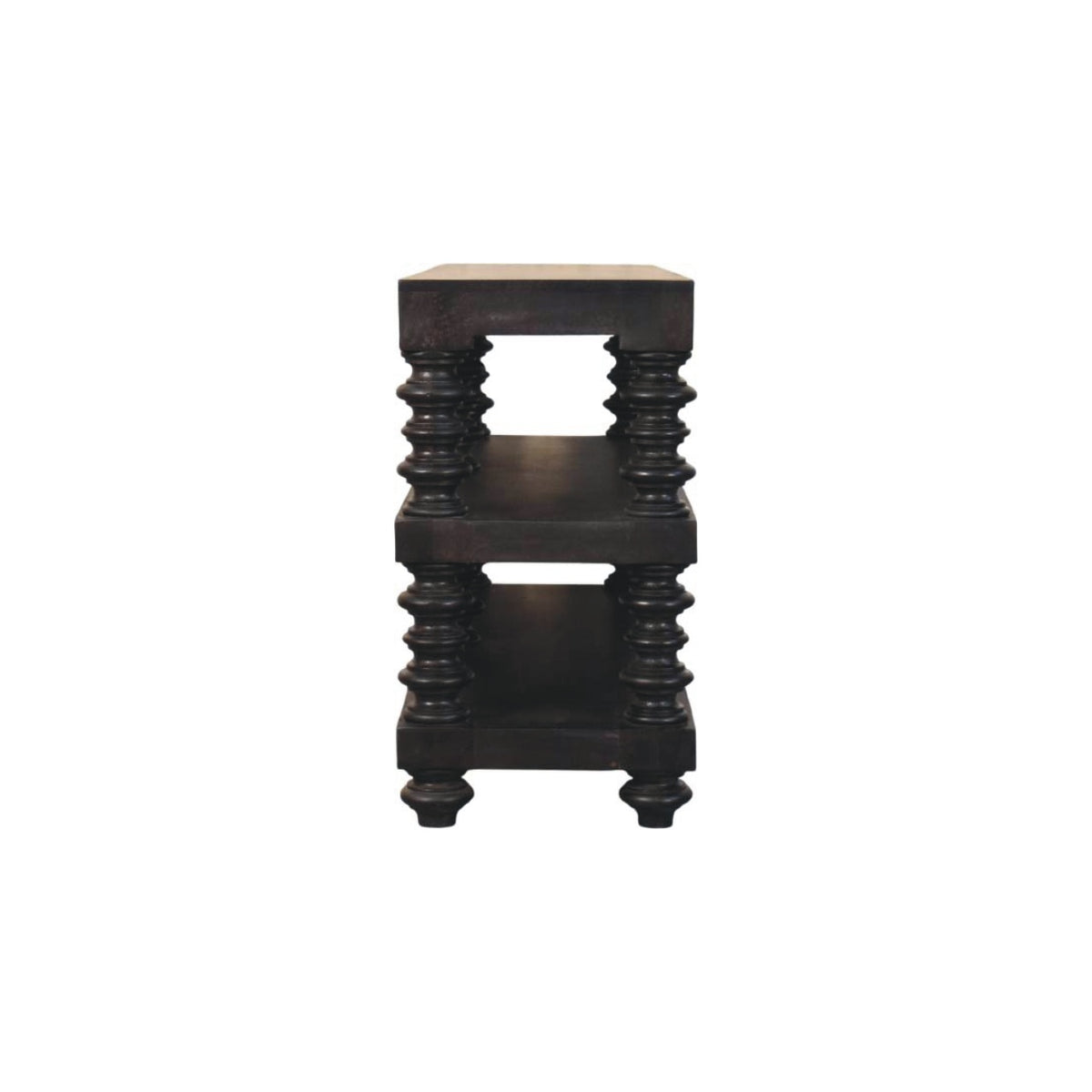 Console 3 étagères à montants bobine en manguier massif – Anthracite – vue 7