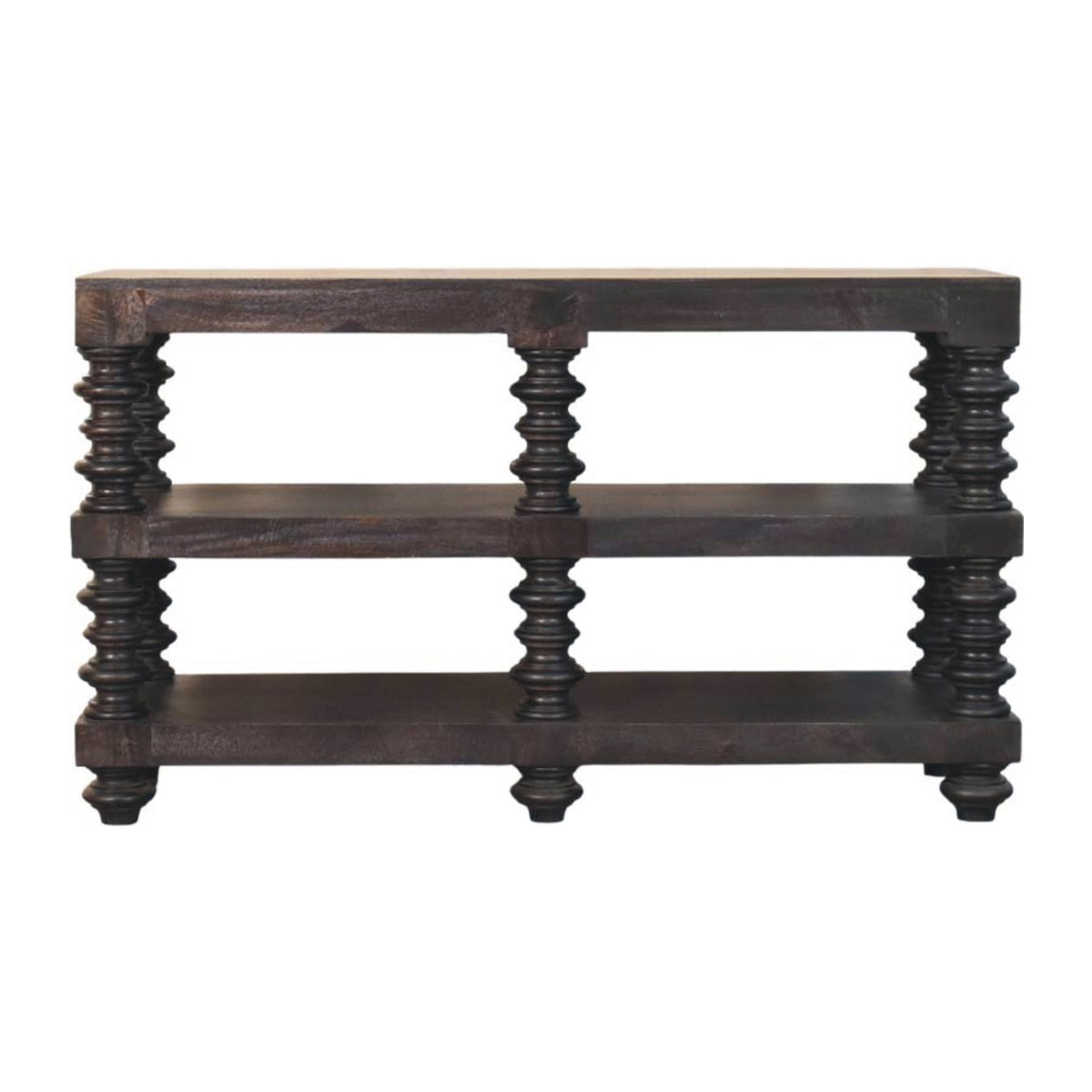 Console 3 étagères à montants bobine en manguier massif – Anthracite – vue 8