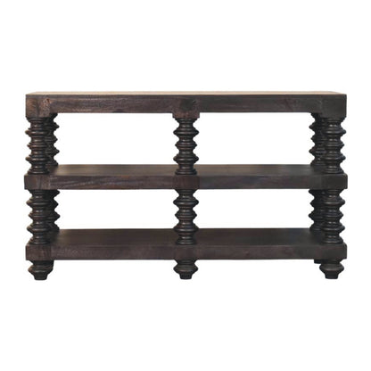 Console 3 étagères à montants bobine en manguier massif – Anthracite – vue 8