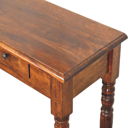 Console 3 tiroirs pieds tournés en manguier massif – Châtaigne – vue 5