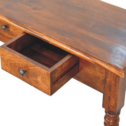 Console 3 tiroirs pieds tournés en manguier massif – Châtaigne – vue 6
