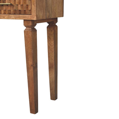 Console à 2 tiroirs sculptés en manguier massif – Miel doré – vue 7