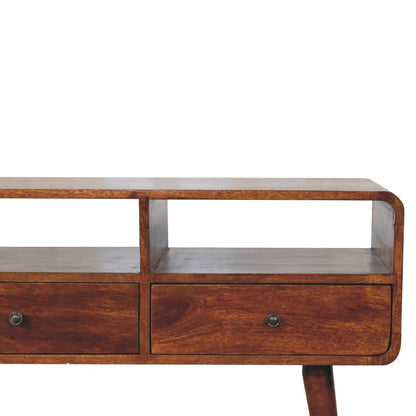 Console à 3 tiroirs et 3 niches en manguier massif – Châtaigne – vue 5