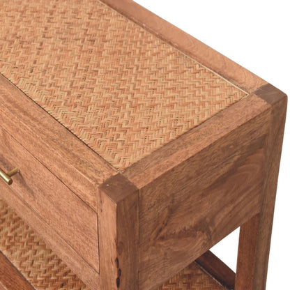 Console à étagères tressées en manguier massif – Caramel miel – vue 5