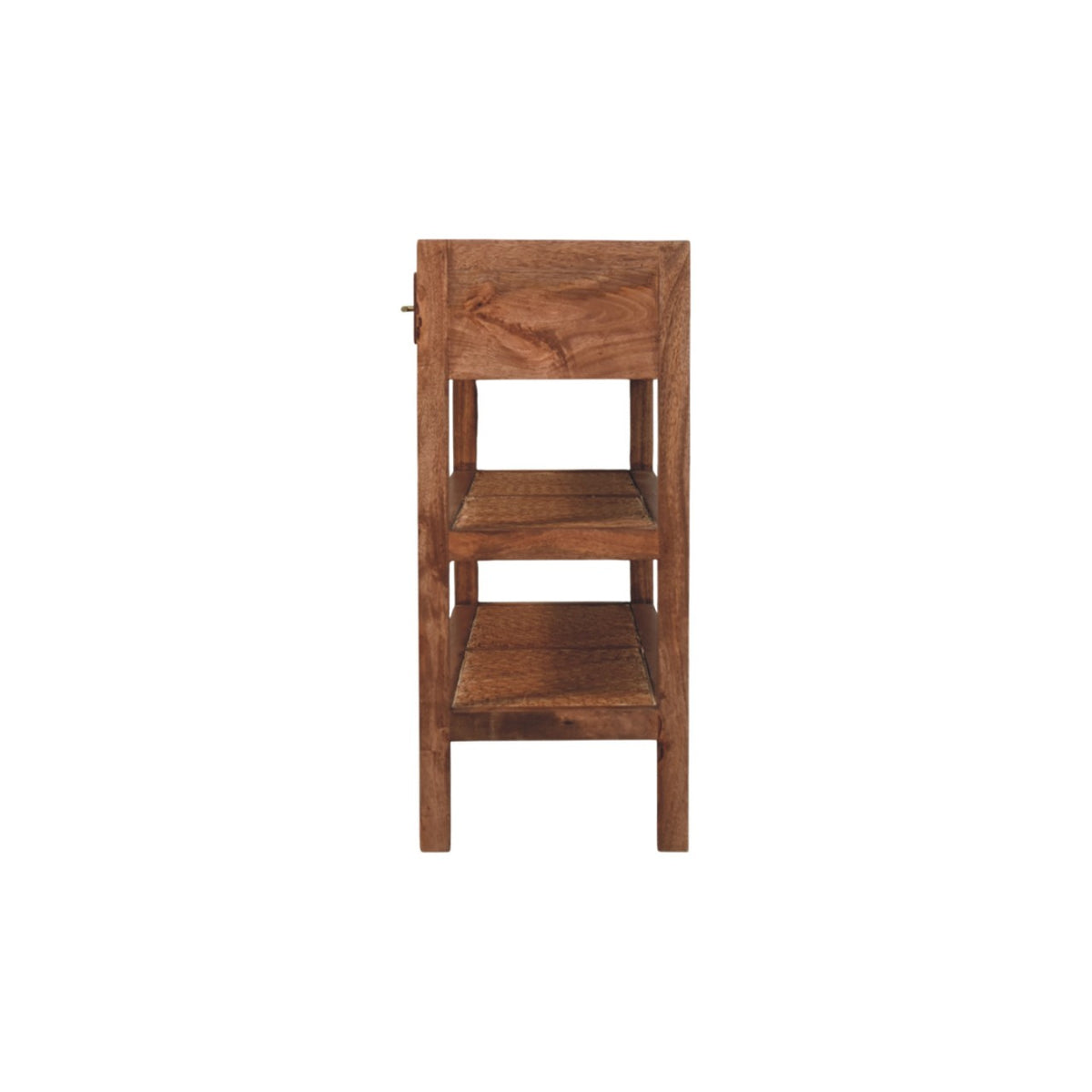 Console à étagères tressées en manguier massif – Caramel miel – vue 8