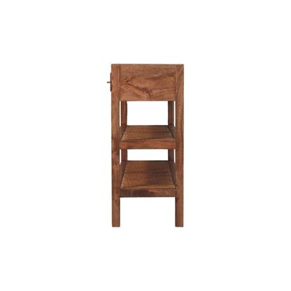 Console à étagères tressées en manguier massif – Caramel miel – vue 8