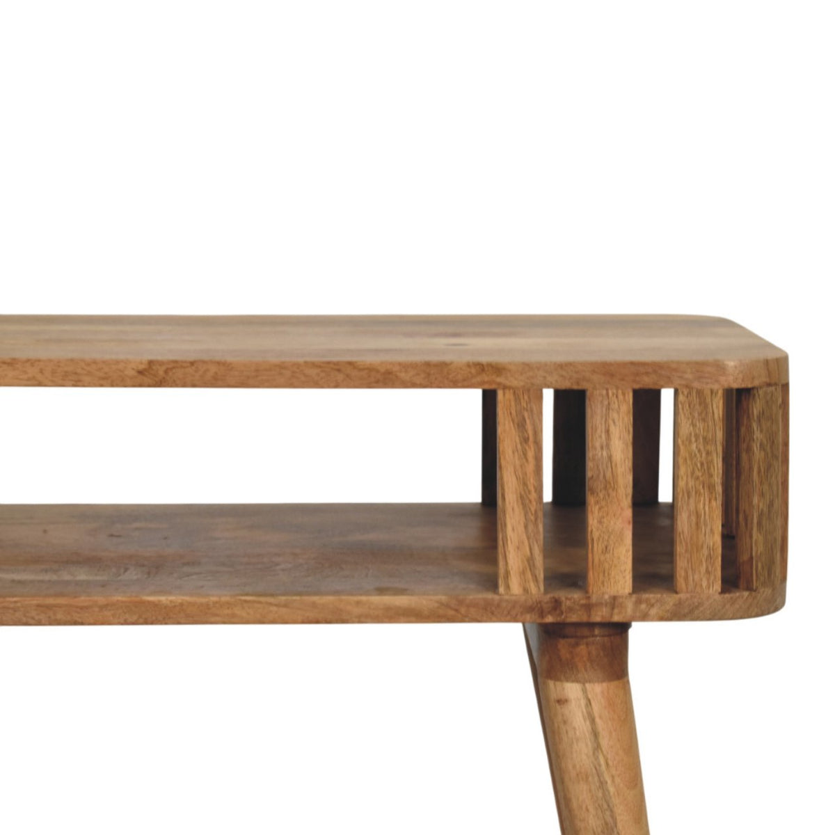 Console à lattes ajourées en manguier massif – Naturel – vue 4