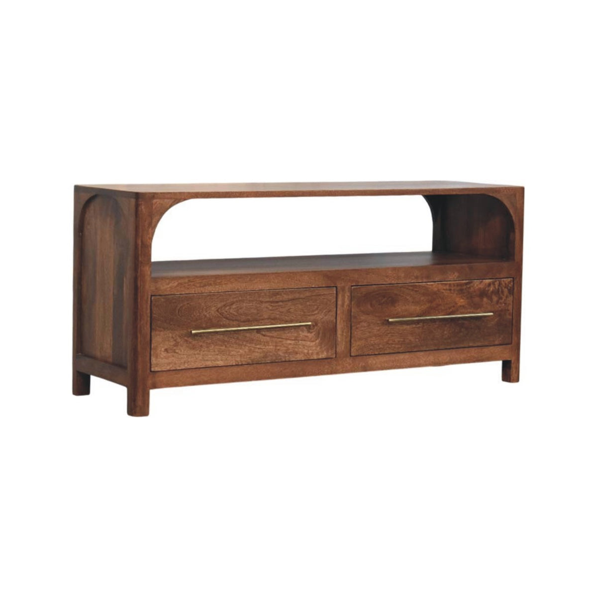 Console arquée 2 tiroirs en manguier massif – Amande grillée – vue 3