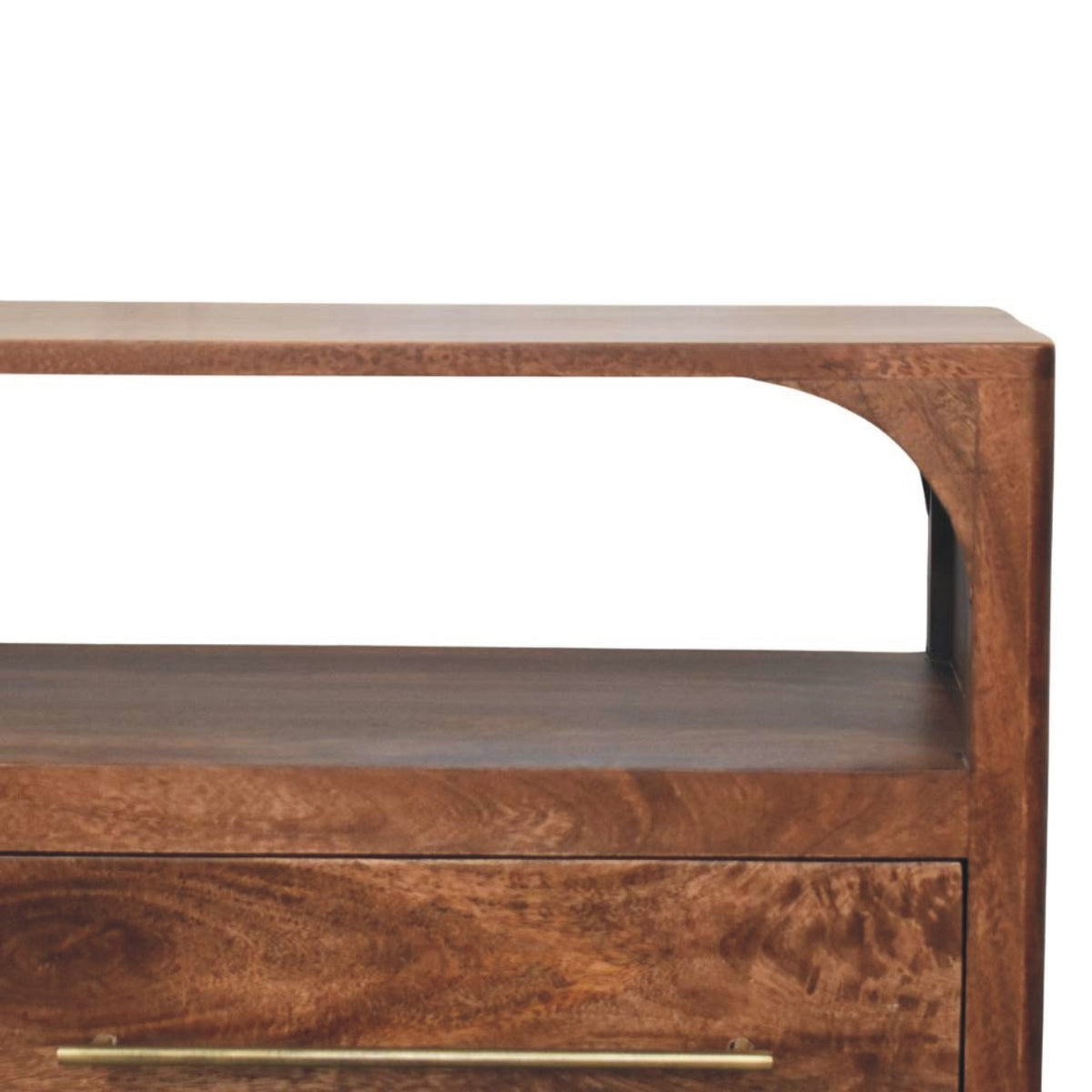 Console arquée 2 tiroirs en manguier massif – Amande grillée – vue 4