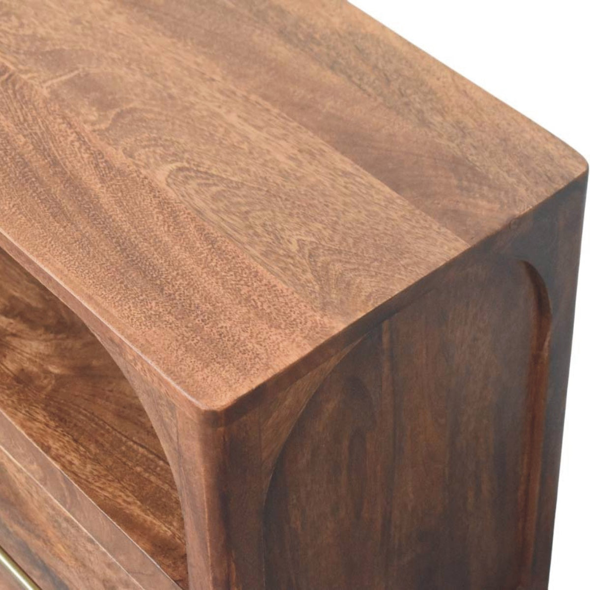 Console arquée 2 tiroirs en manguier massif – Amande grillée – vue 5
