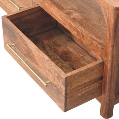 Console arquée 2 tiroirs en manguier massif – Amande grillée – vue 6