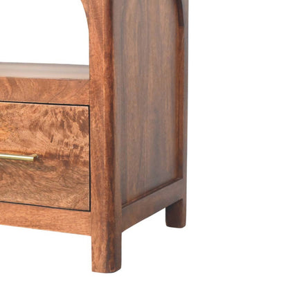 Console arquée 2 tiroirs en manguier massif – Amande grillée – vue 7