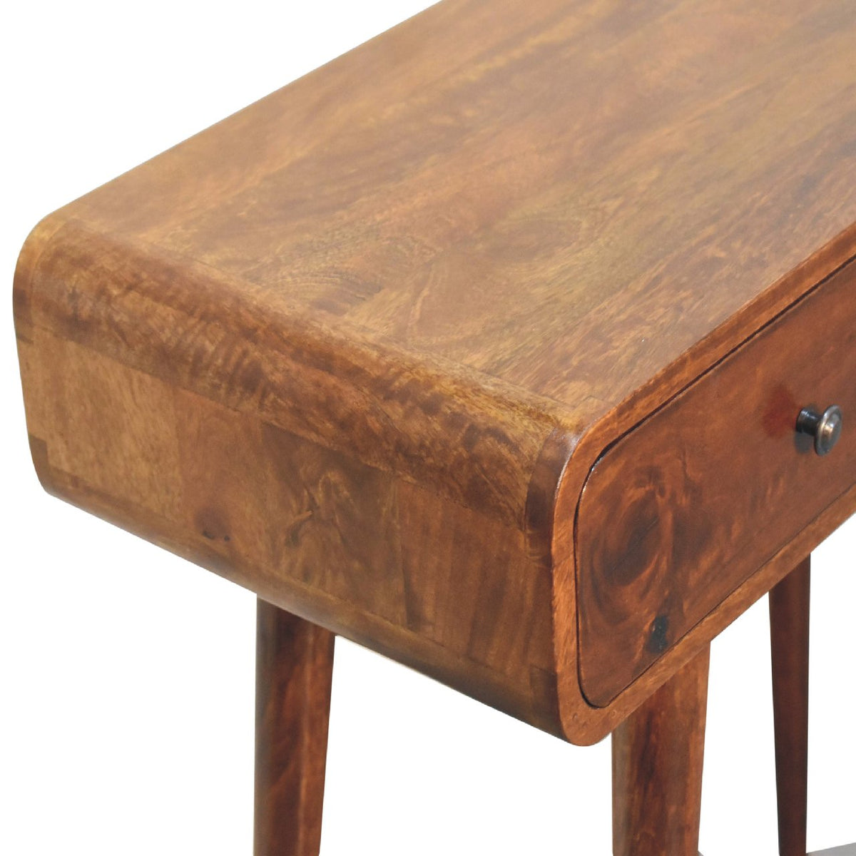 Console arrondie 2 tiroirs en manguier massif – Châtaigne – vue 6