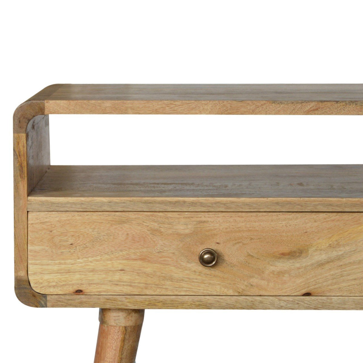 Console arrondie 2 tiroirs et niche en manguier massif – Naturel – vue 4