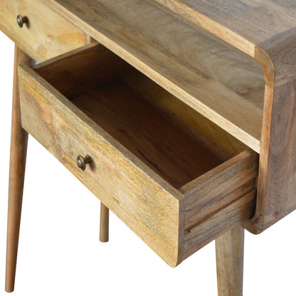 Console arrondie 2 tiroirs et niche en manguier massif – Naturel – vue 5