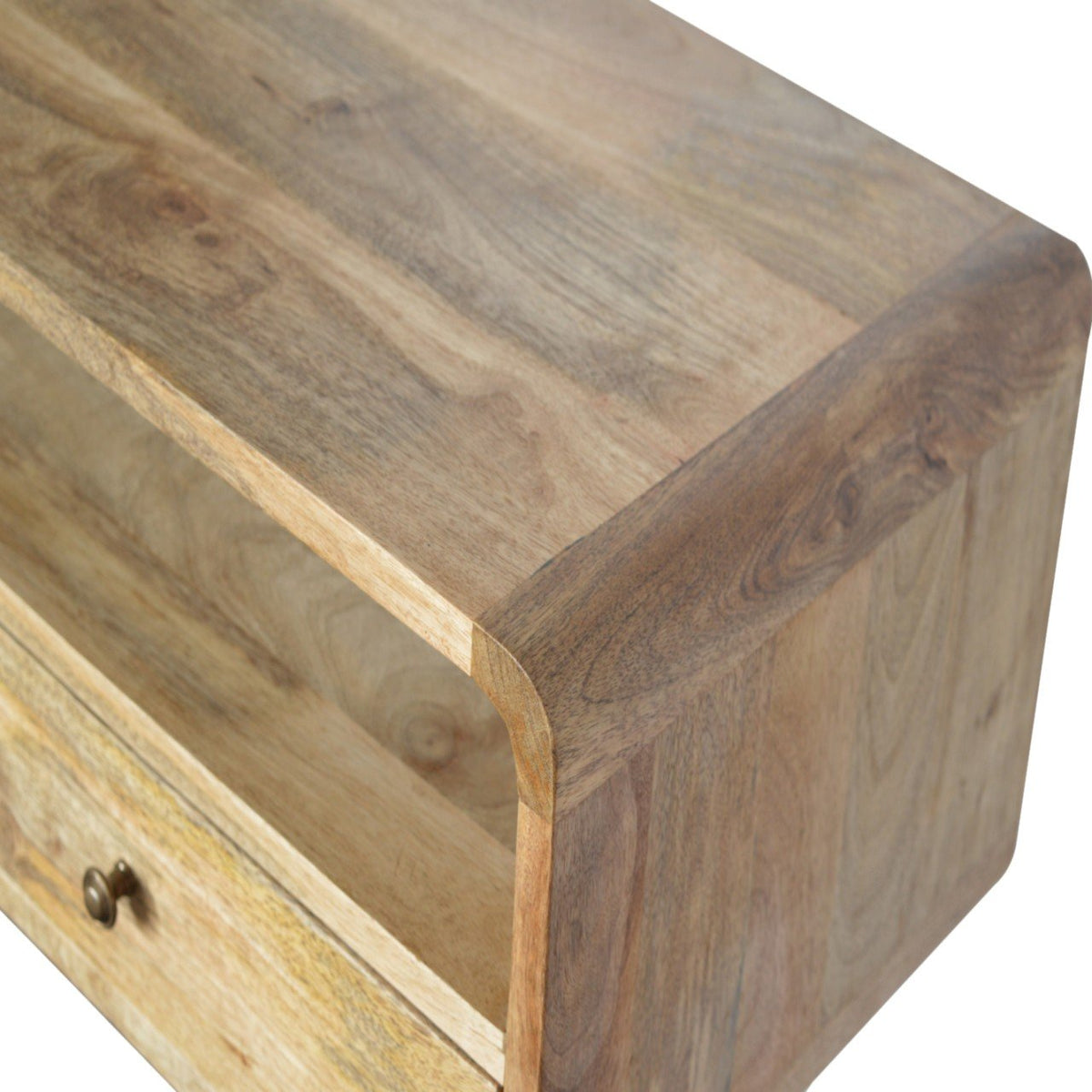 Console arrondie 2 tiroirs et niche en manguier massif – Naturel – vue 6