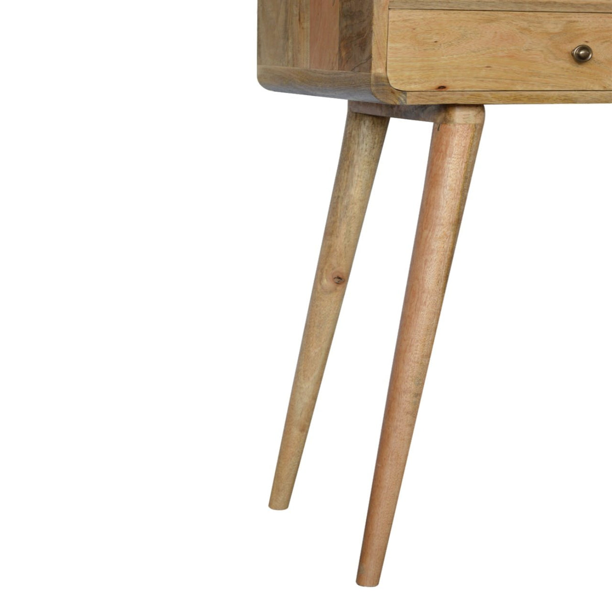 Console arrondie 2 tiroirs et niche en manguier massif – Naturel – vue 7