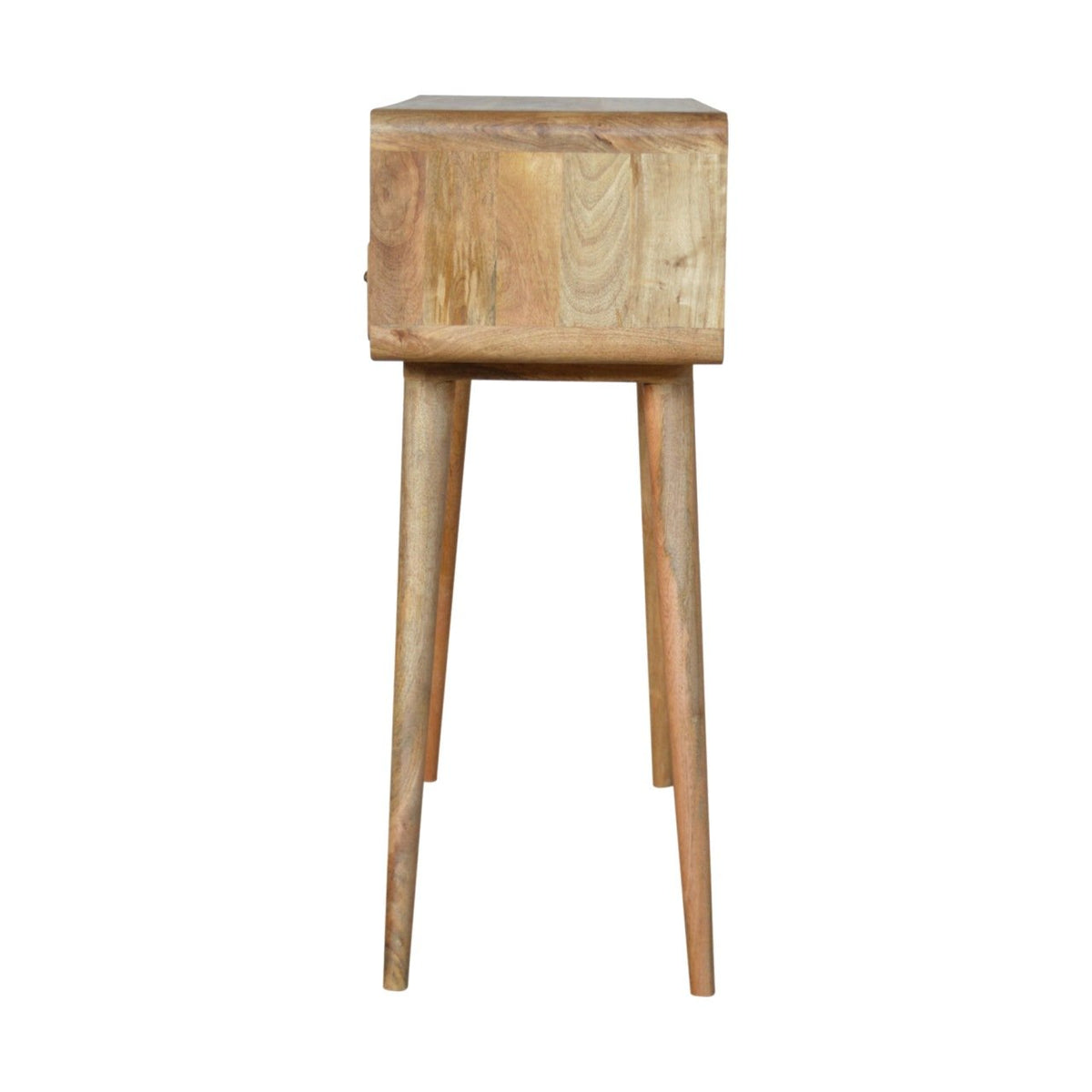 Console arrondie 2 tiroirs et niche en manguier massif – Naturel – vue 8
