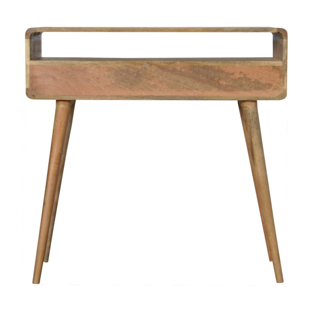 Console arrondie 2 tiroirs et niche en manguier massif – Naturel – vue 9
