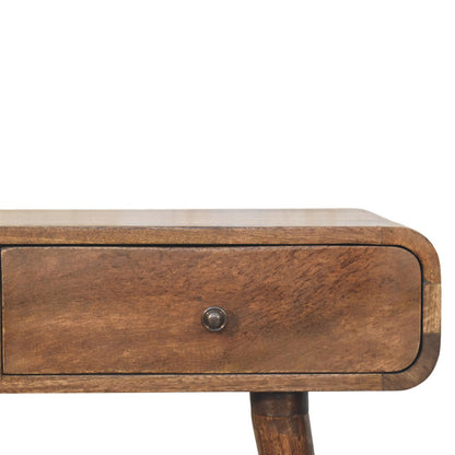Console arrondie à 2 tiroirs en manguier massif – Gris doux – vue 4