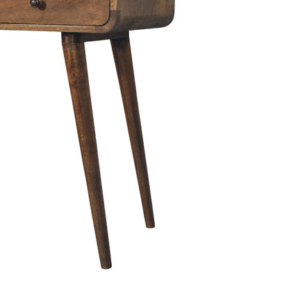 Console arrondie à 2 tiroirs en manguier massif – Gris doux – vue 7