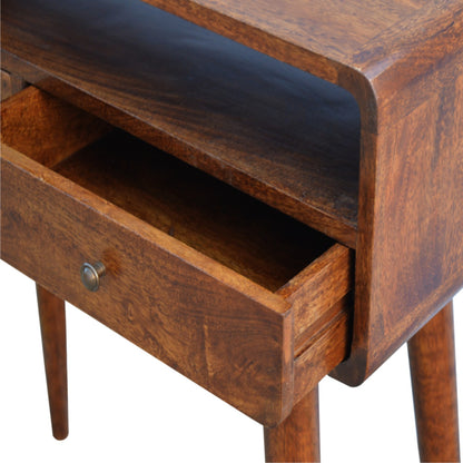 Console arrondie à 2 tiroirs et niche en manguier massif – Châtaigne – vue 7