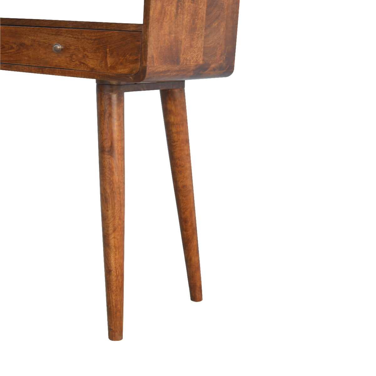 Console arrondie à 2 tiroirs et niche en manguier massif – Châtaigne – vue 8
