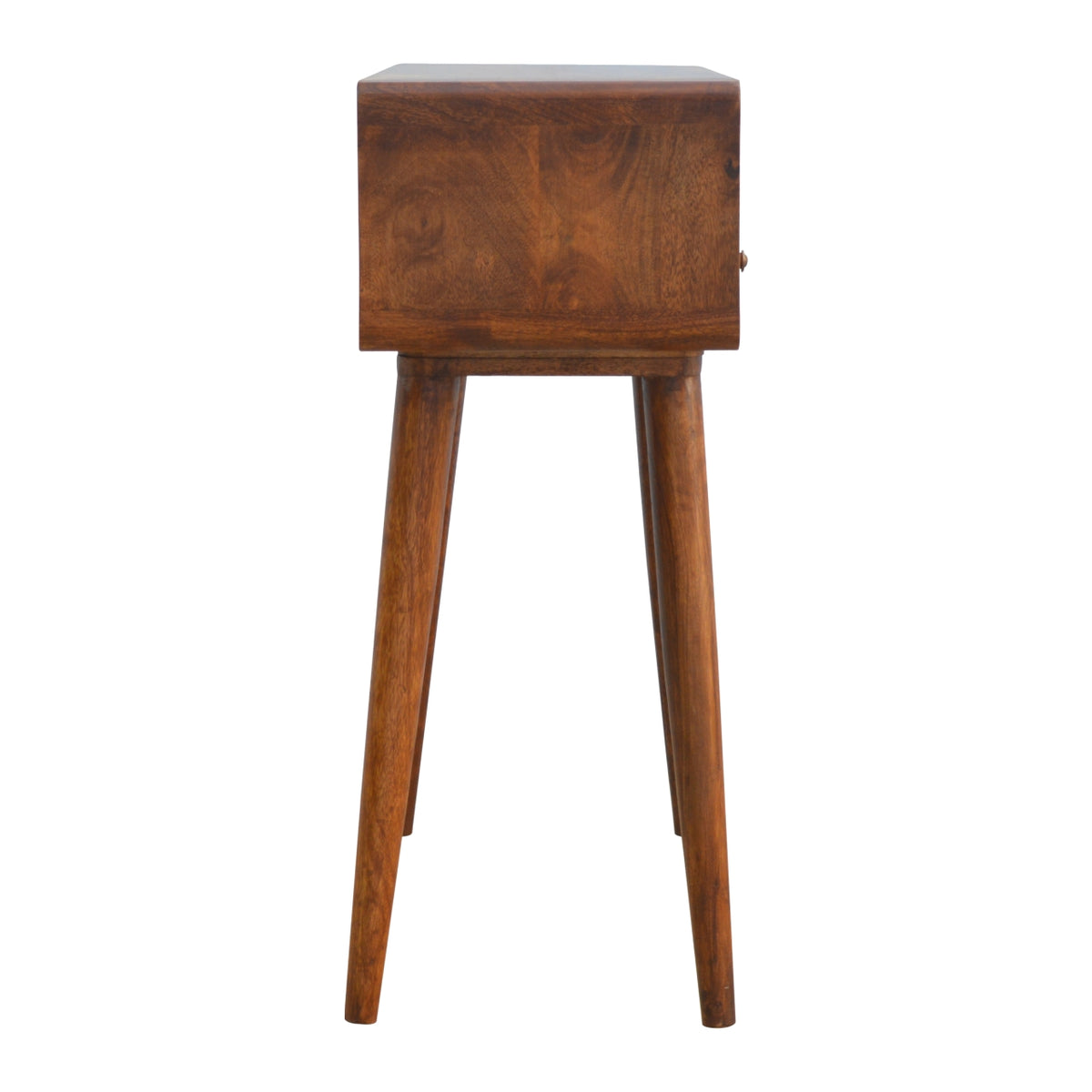 Console arrondie à 2 tiroirs et niche en manguier massif – Châtaigne – vue 9