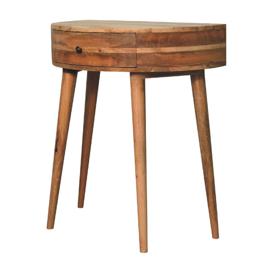 Console arrondie à bouton laiton en manguier massif – Naturel – vue 2