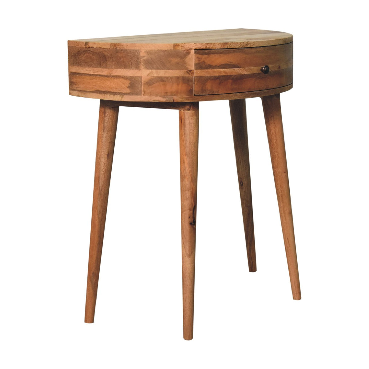 Console arrondie à bouton laiton en manguier massif – Naturel – vue 3