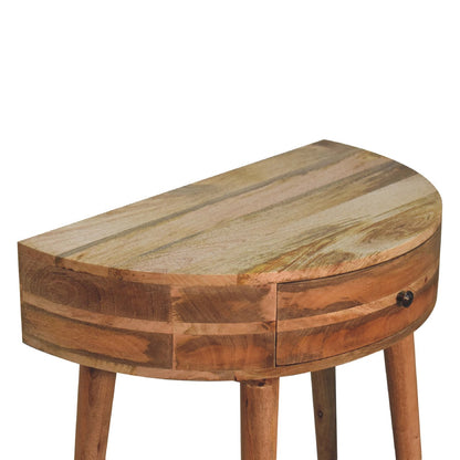 Console arrondie à bouton laiton en manguier massif – Naturel – vue 5