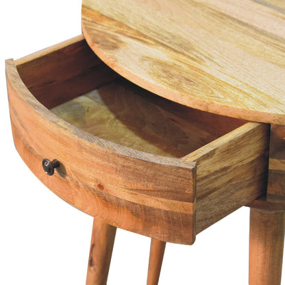 Console arrondie à bouton laiton en manguier massif – Naturel – vue 6