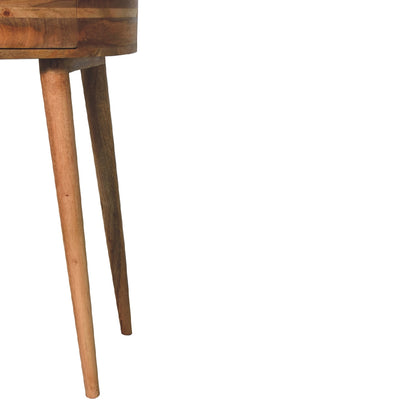 Console arrondie à bouton laiton en manguier massif – Naturel – vue 7