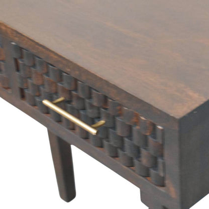 Console étroite à façade sculptée en manguier massif – Moka – vue 5