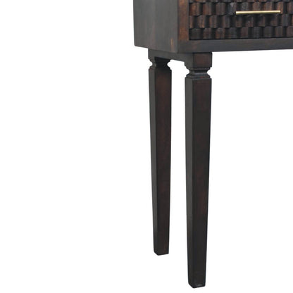 Console étroite à façade sculptée en manguier massif – Moka – vue 7