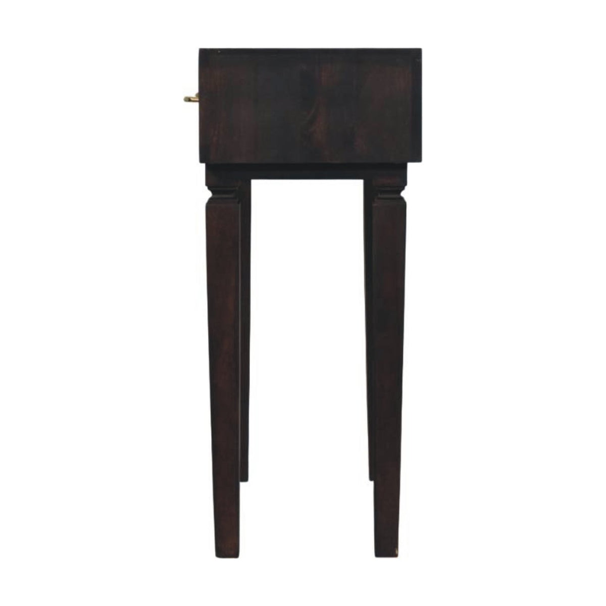 Console étroite à façade sculptée en manguier massif – Moka – vue 8