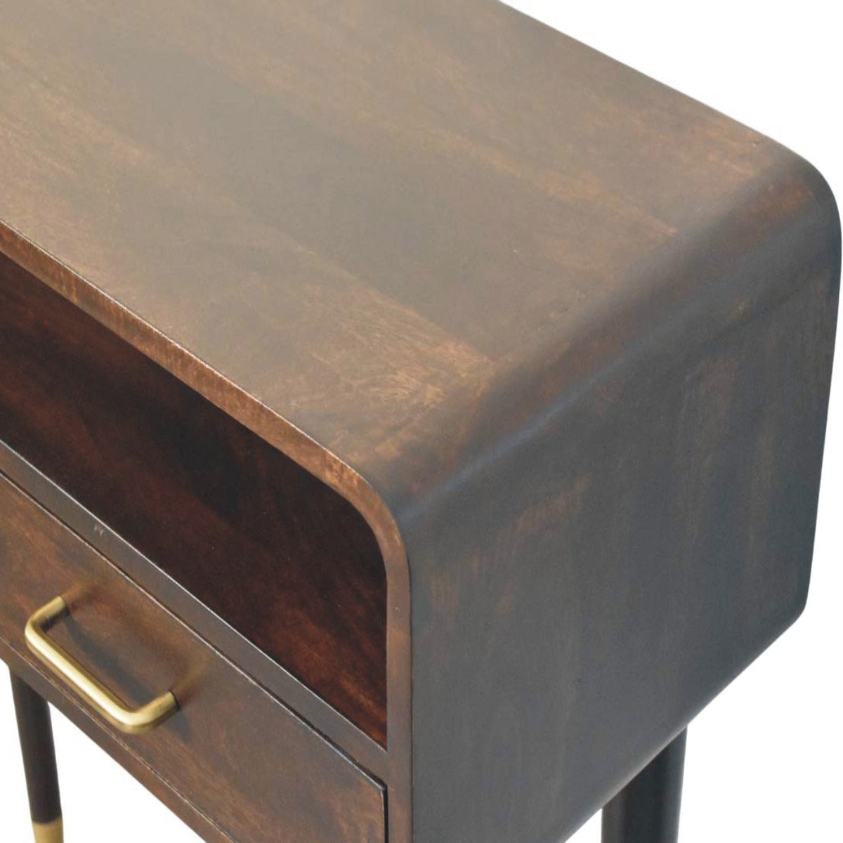 Console galbée à 2 tiroirs en manguier massif – Moka – vue 5