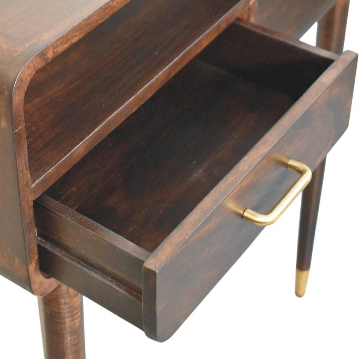 Console galbée à 2 tiroirs en manguier massif – Moka – vue 6