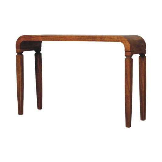 Console galbée à pieds carrés en manguier massif – Ambre – vue 2