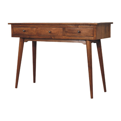 Console grand modèle 3 tiroirs en manguier massif – Châtaigne – vue 3