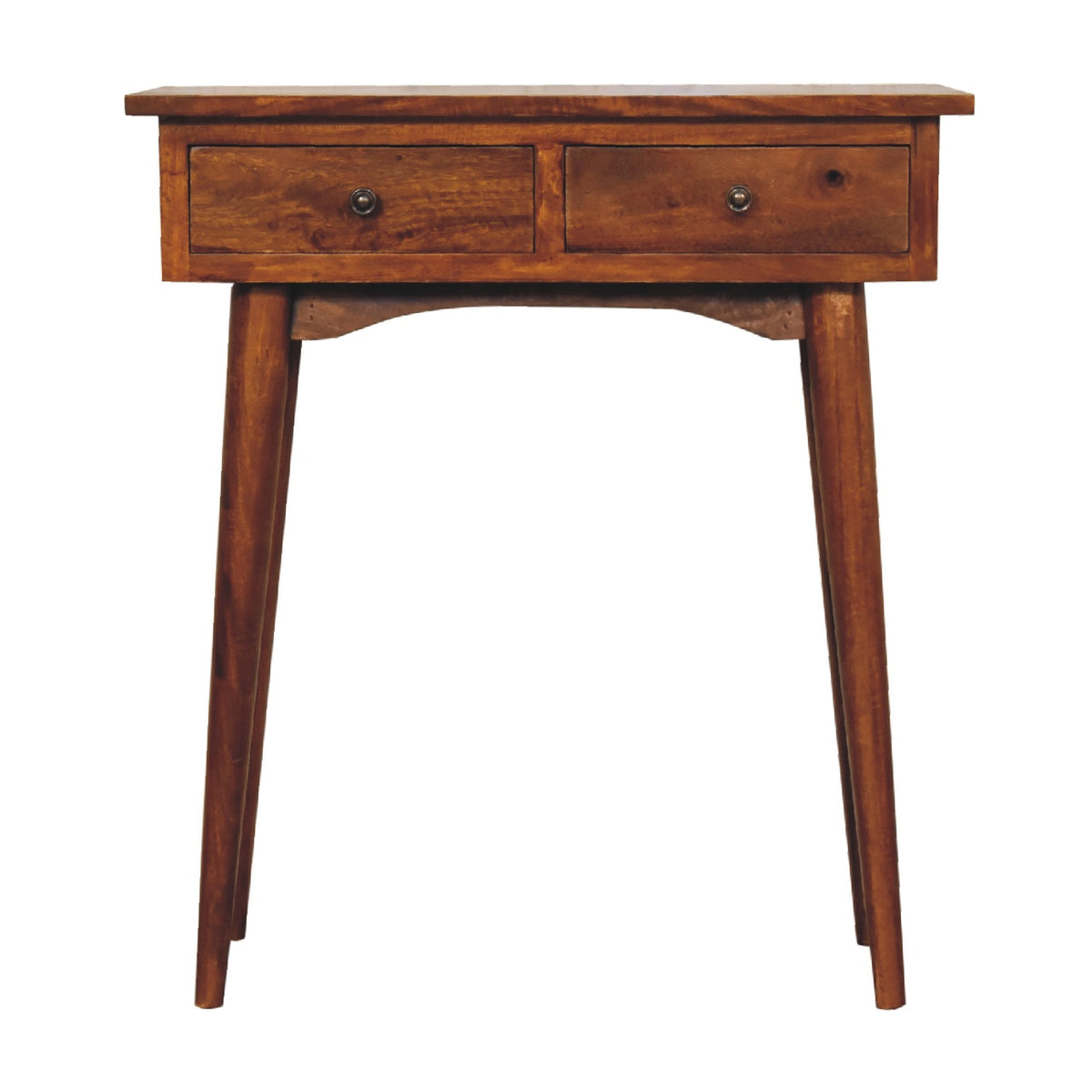 Console mini à 2 tiroirs en manguier massif – Châtaigne – vue 2