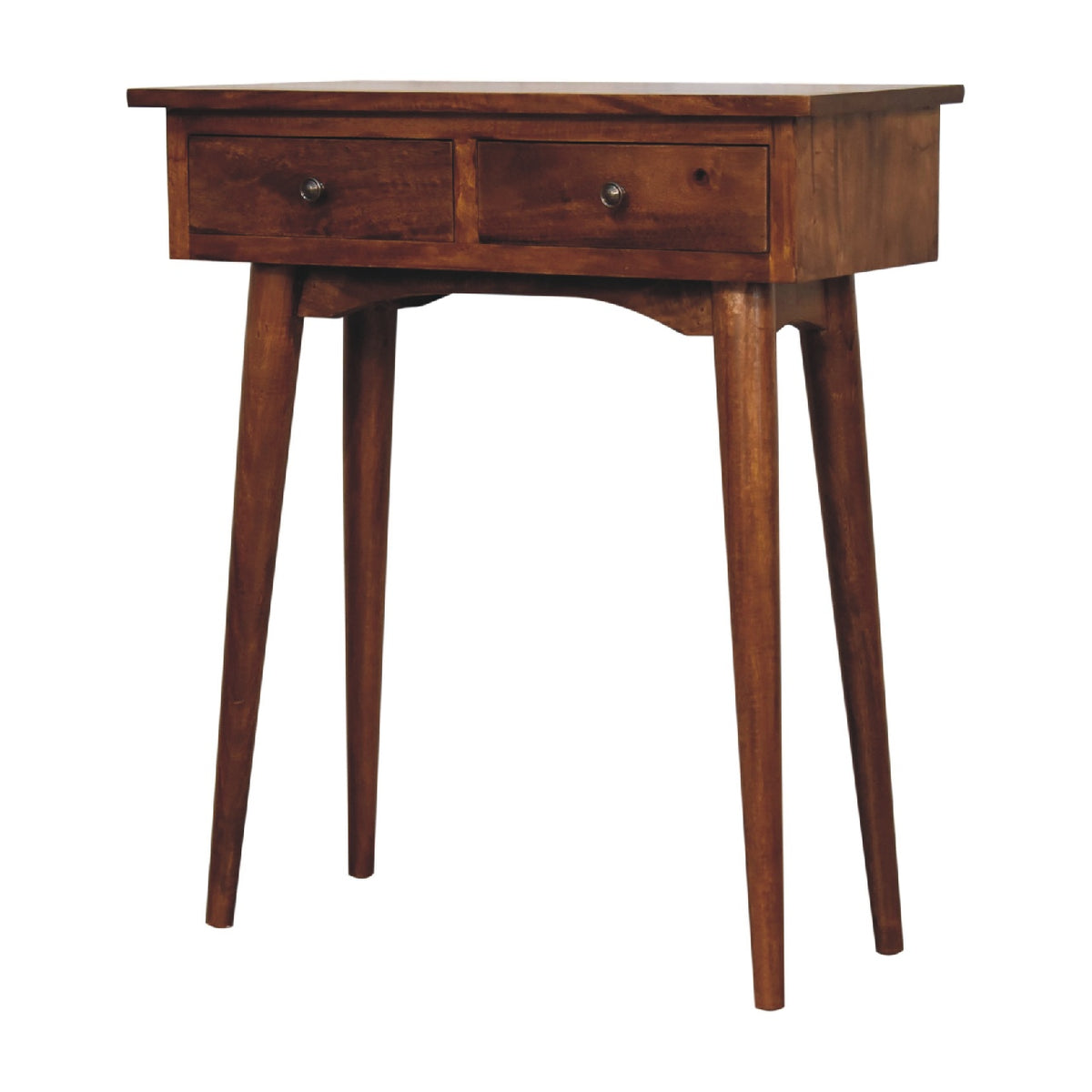 Console mini à 2 tiroirs en manguier massif – Châtaigne – vue 3
