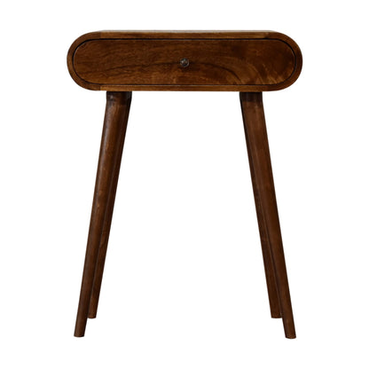 Console mini arrondie 2 tiroirs en manguier massif – Châtaigne – vue 2