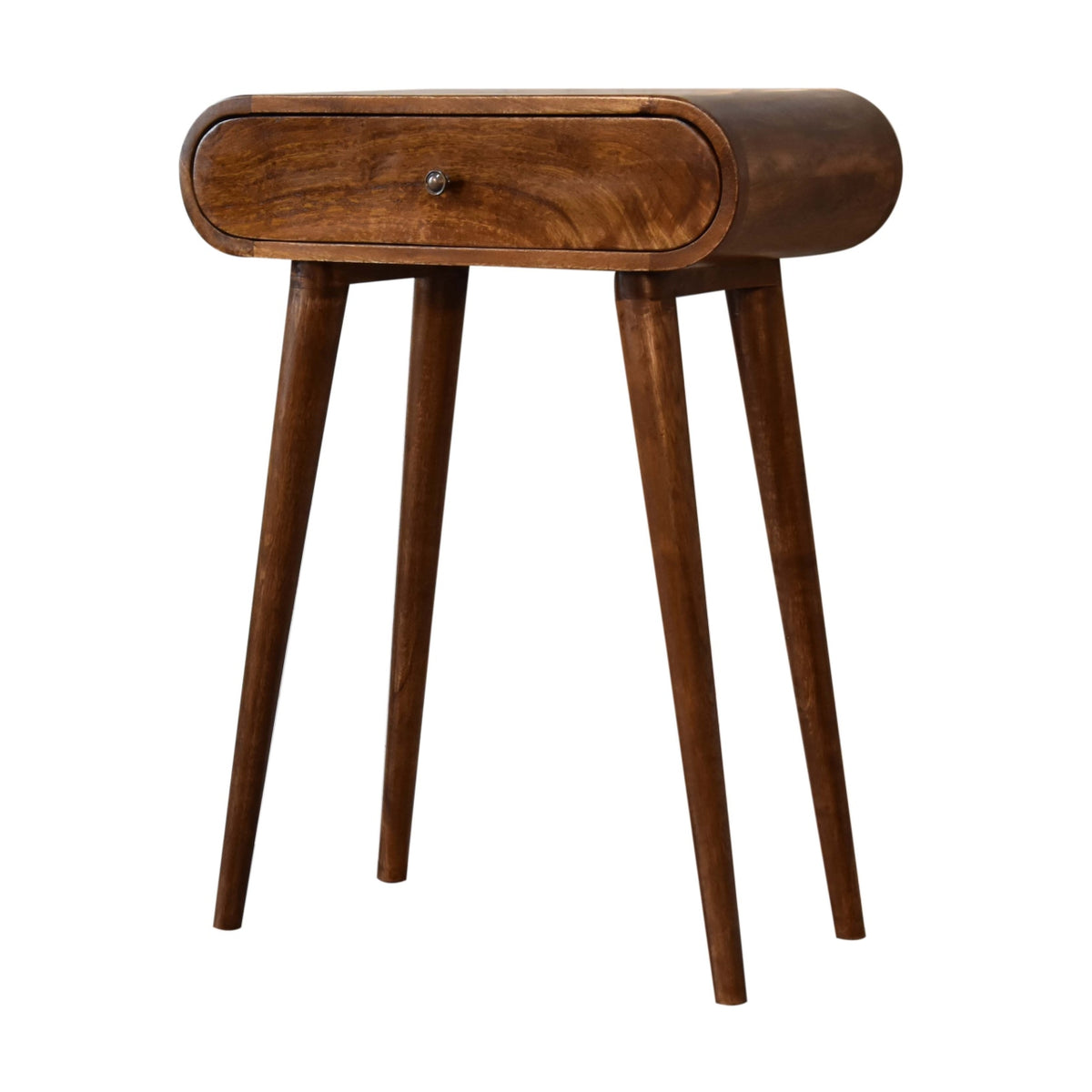 Console mini arrondie 2 tiroirs en manguier massif – Châtaigne – vue 3